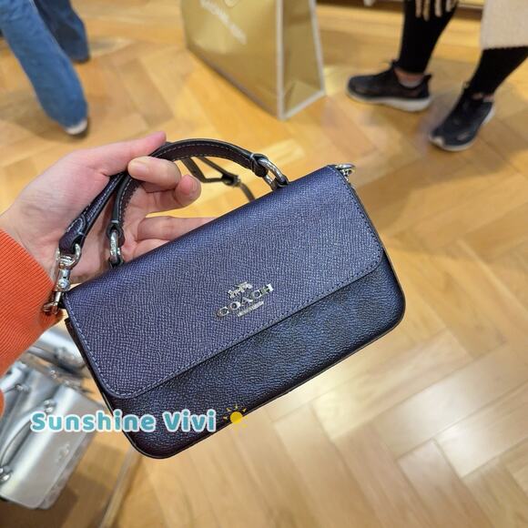 NWT Coach Mini Josie Top Handle Bag In Signature Canvas CCK68 Blue/Navy - Picture 6 of 7